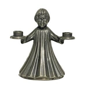 Vintage Choir Girl Mini Candles Holder Small Figure Marked Italy 3" Unique Charm